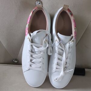 New Ted Baker London White Sneakers with Pink Accents